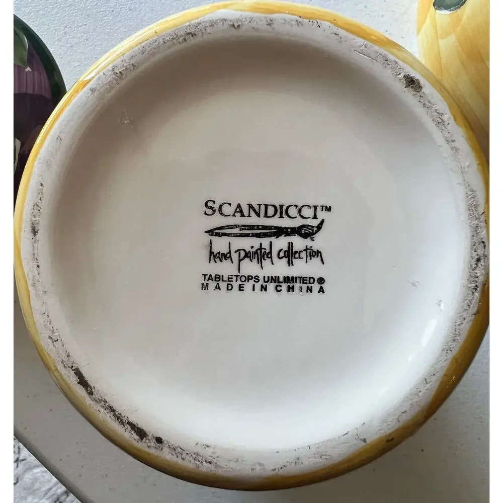 Tabletops Unlimited Vintage Scandicci Hand Painted Ceramic Fruit Canister Set 3